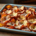 Chips de manzana en freidora de aire con azúcar y canela