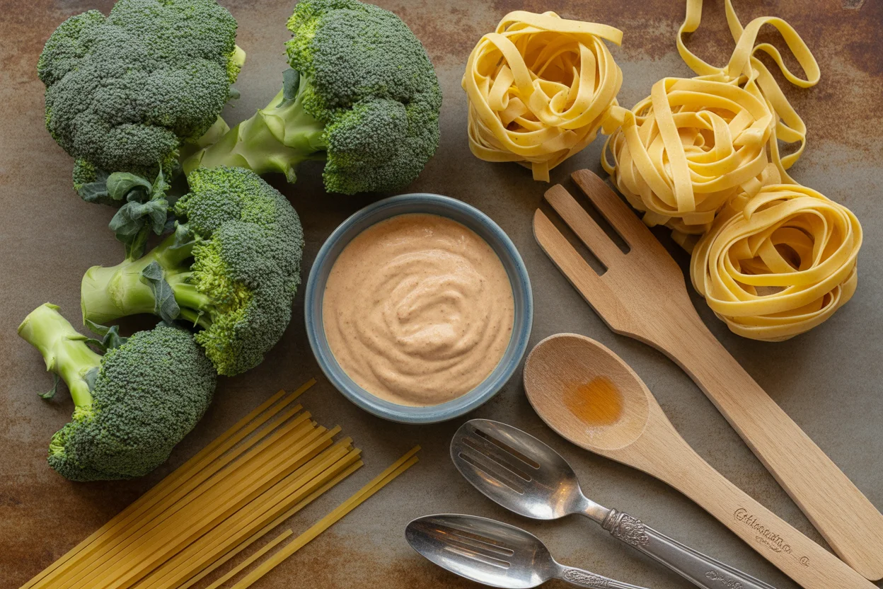 Fettuccini en crema chipotle con camarones y brócoli