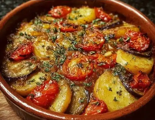 Receta De Cazuela De Berenjenas, Patatas Y Tomates