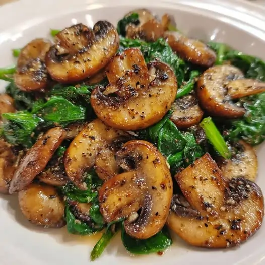 receta de Champiñones salteados con espinacas