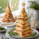Árboles de Navidad de Hojaldre con Jamón y Queso