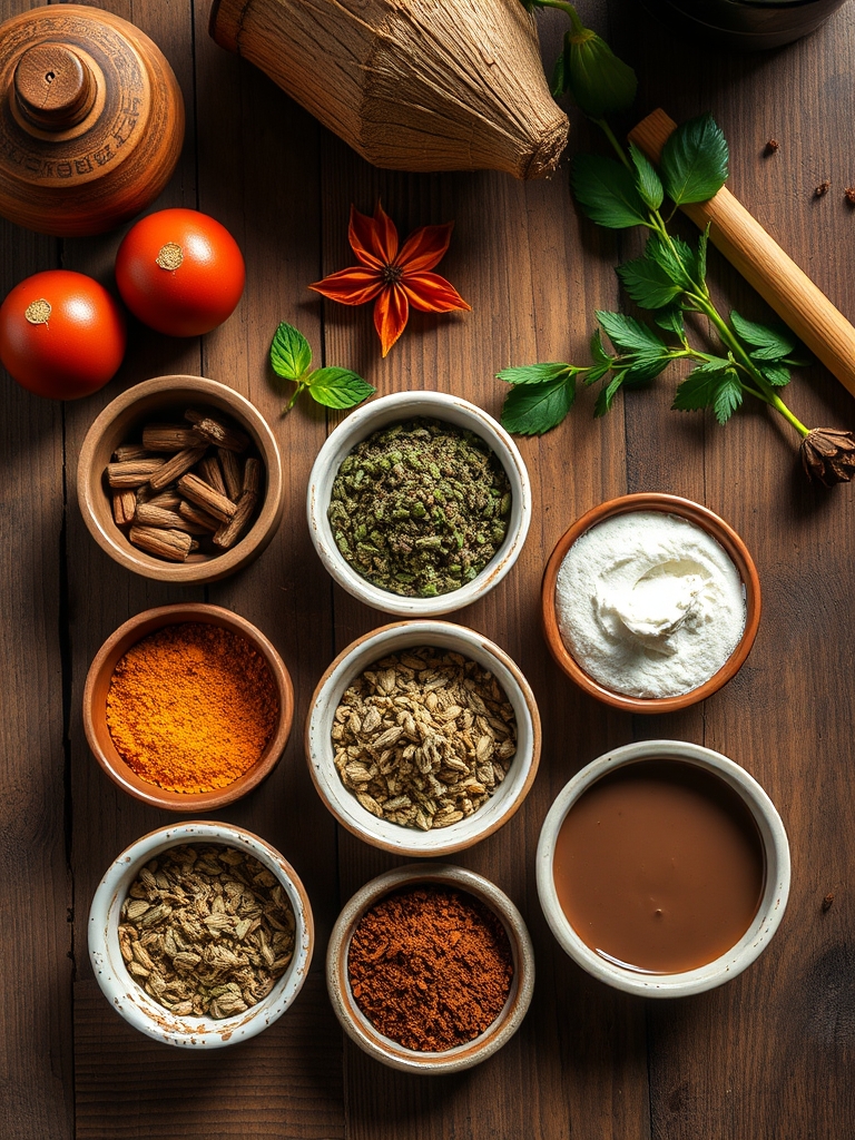 mesa con leche, chocolate picado, cacao en polvo, azúcar morena, canela, vainilla y crema batida listos para preparar chocolate caliente