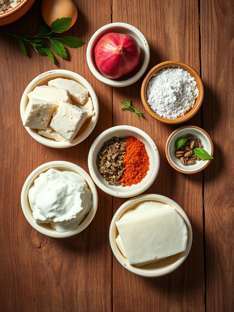 tazones con crema fría, leche condensada, leche entera, vainilla, leche en polvo y sal sobre una mesa clara