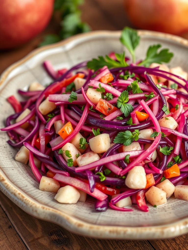 Receta de ensalada de col morada con manzana