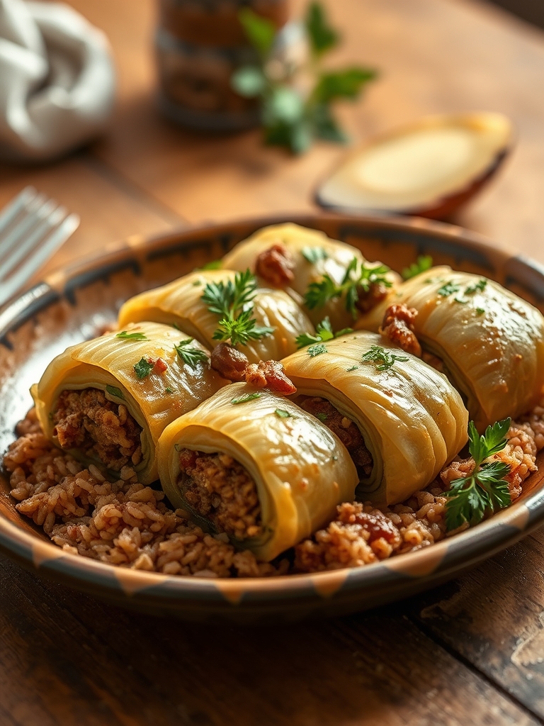 Receta de repollo relleno con carne y arroz